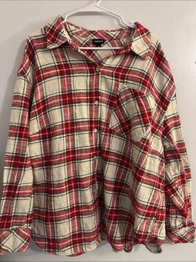 torrid Red and Cream Plaid Button-Up Shirt